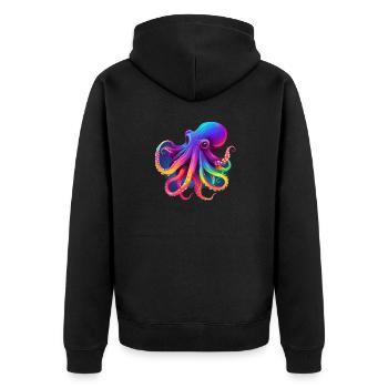 Octopus colored Nr.2 - Unisex Premium Bio Zip Hoodie - Schwarz - Hinten - Nico (187cm)