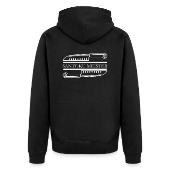 Santoku Meister Koch Köchin Japanmesser - Unisex Premium Bio Zip Hoodie - Schwarz - Hinten - Nico (187cm)