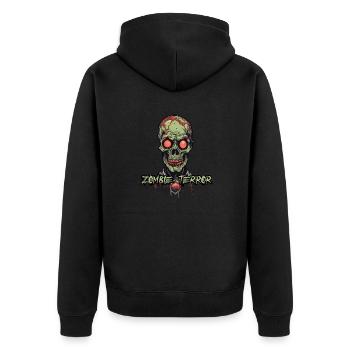 Zombie / Apocalypse / Undead / Horror / Virus / Logo - Unisex Premium Organic Zip Hoodie - black - Back - Nico (187cm)