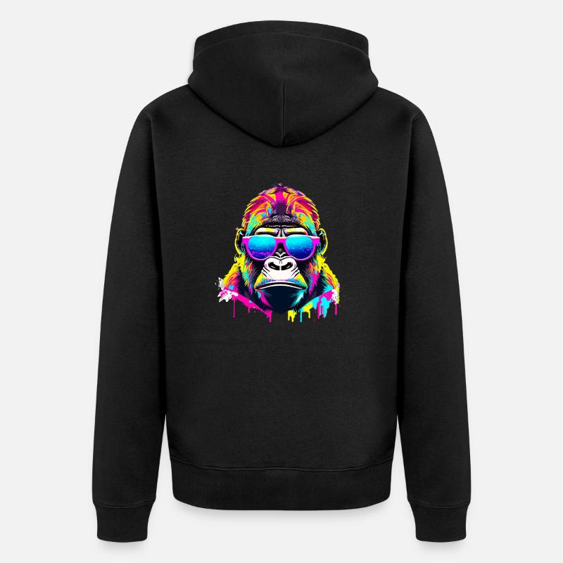 Gorilla-Farbe - Unisex Premium Bio Zip Hoodie - Schwarz