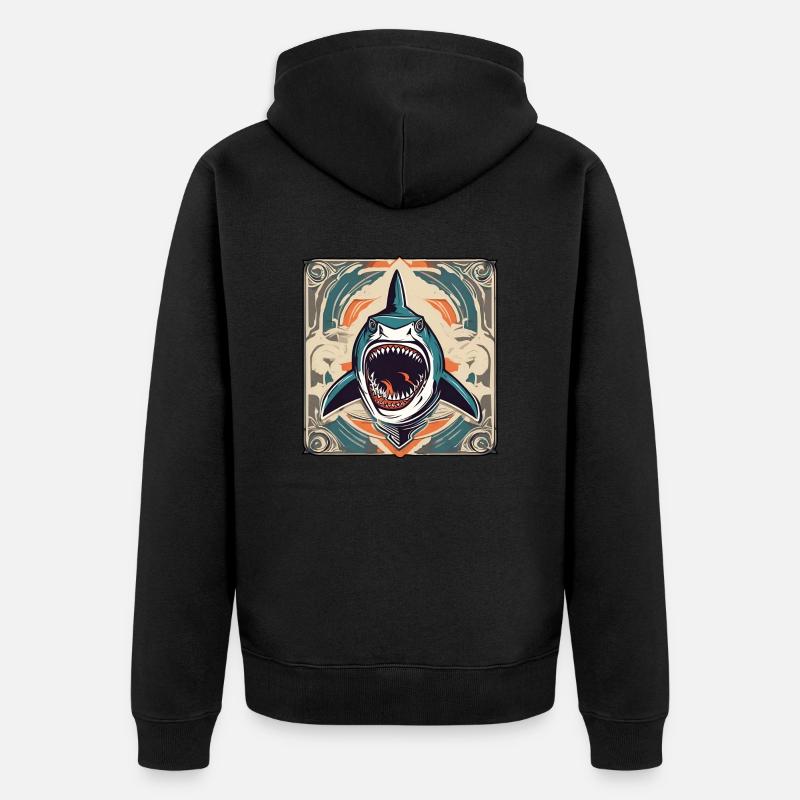Requin / Faune / Sous-marin / Mer / Océan - Veste à capuche bio Premium Unisexe - noir