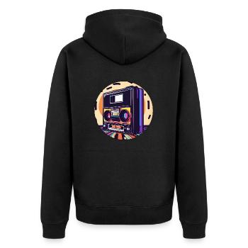 Radio / Analogique / Musique / Fréquence / Haut-parleurs - Veste à capuche bio Premium Unisexe - noir - Dos - Nico (187cm)