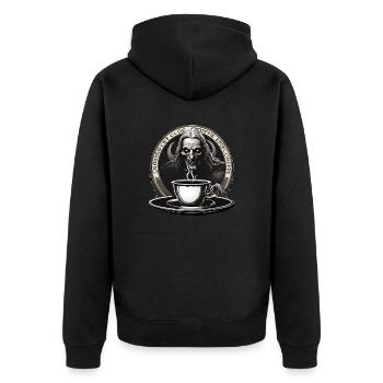 Alter Mann / grusel / Halloween / Retro / Vintage - Unisex Premium Bio Zip Hoodie - Schwarz - Hinten - Nico (187cm)