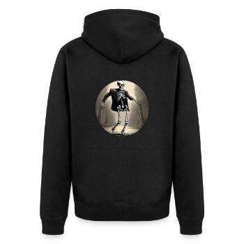 Skelett / Knochen / Anatomie / Halloween/ Grusel - Unisex Premium Bio Zip Hoodie - Schwarz - Hinten - Nico (187cm)