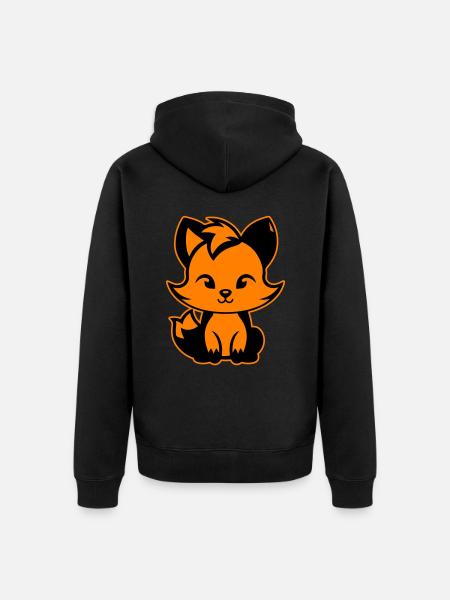 Renard mignon mignon bébé - Veste à capuche bio Premium Unisexe - noir