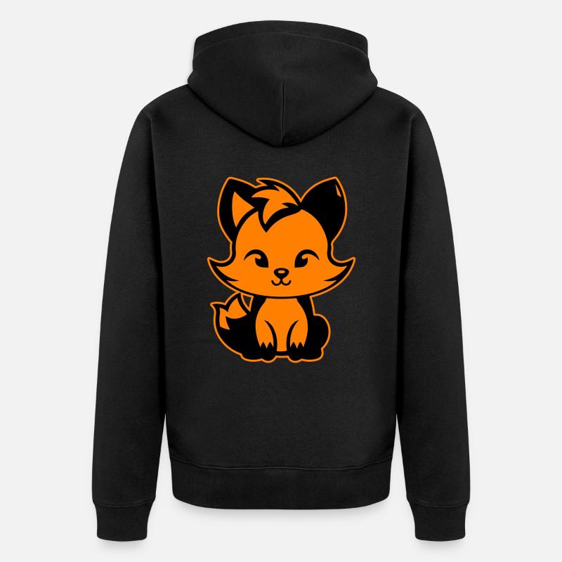 Fuchs Niedlich Süß Baby - Unisex Premium Bio Zip Hoodie - Schwarz