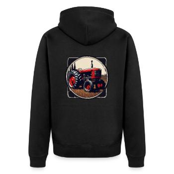 Traktor / Landwirtschaft / Bauer / Feldarbeit - Unisex Premium Bio Zip Hoodie - Schwarz - Hinten - Nico (187cm)