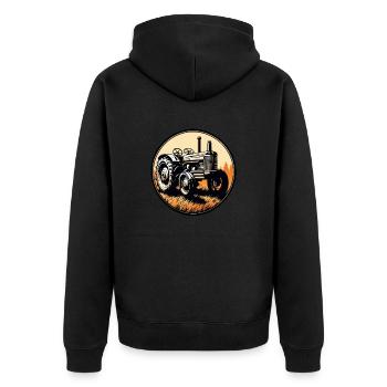 Tractor / Agriculture / Farmer / Field Work - Unisex Premium Organic Zip Hoodie - black - Back - Nico (187cm)