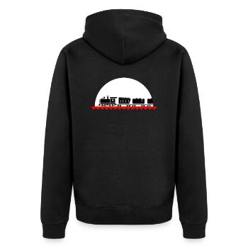 Eisenbahn Lokomotive Modeleisenbahn Zug - Unisex Premium Bio Zip Hoodie - Schwarz - Hinten - Nico (187cm)