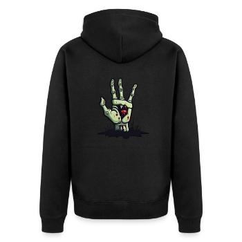 Zombie Hand / Halloween / Finger / Earth / Undead - Unisex Premium Organic Zip Hoodie - black - Back - Nico (187cm)