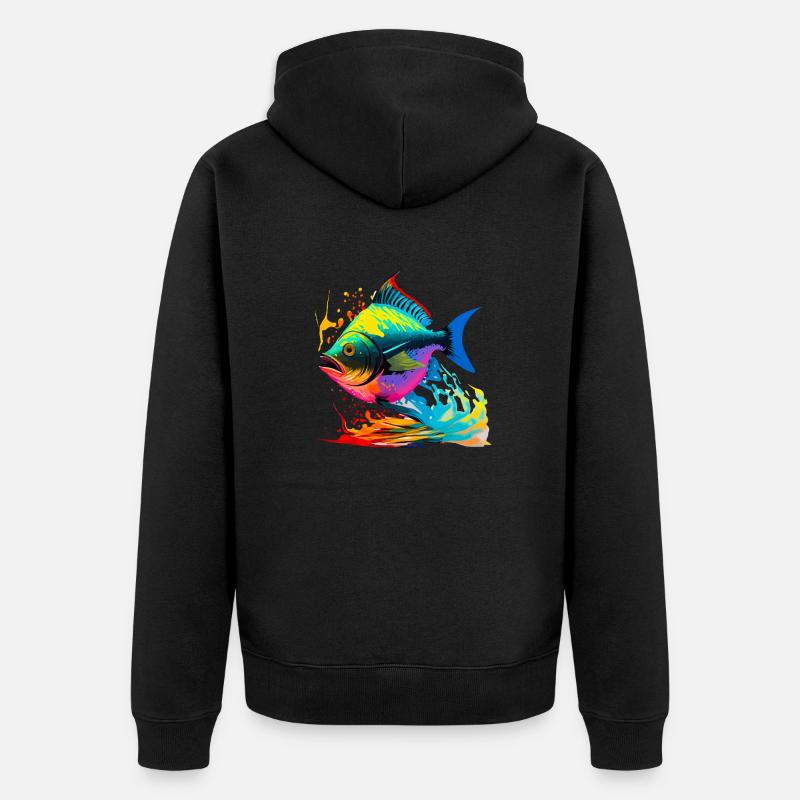 Poisson couleur - Veste à capuche bio Premium Unisexe - noir