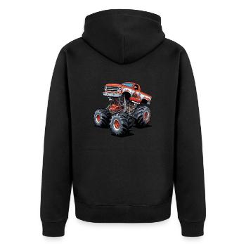 Monster Truck / Car / Vehicle / Engine / Tire - Unisex Premium Organic Zip Hoodie - black - Back - Nico (187cm)
