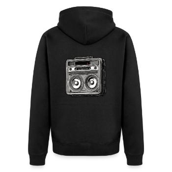 Radio / Analogique / Musique / Fréquence / Haut-parleurs - Veste à capuche bio Premium Unisexe - noir - Dos - Nico (187cm)