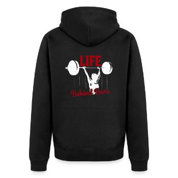 Life Behind Bars Workout Training Weight Lifting - Unisex Premium Organic Zip Hoodie - black - Back - Nico (187cm)