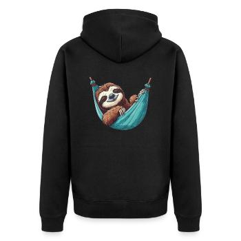 Sloth sleeping in hammock pajamas - Unisex Premium Organic Zip Hoodie - black - Back - Nico (187cm)