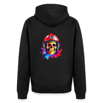 Firefighter Skull - Unisex Premium Organic Zip Hoodie - black - Back - Nico (187cm)