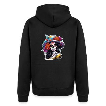 La Catrina / Dia de Muertos / Tatouage / Culture - Veste à capuche bio Premium Unisexe - noir - Dos - Nico (187cm)