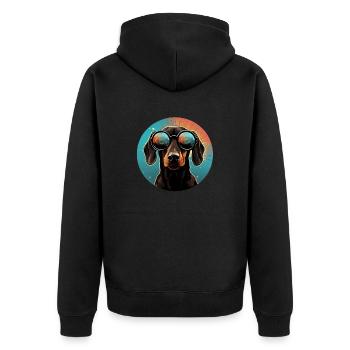 Teckel Cool - Chien teckel - Veste à capuche bio Premium Unisexe - noir - Dos - Nico (187cm)