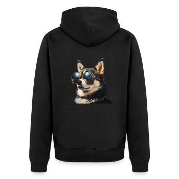 Alaskan Klee Kai Cool - Alaskan Klee Kai - Unisex Premium Bio Zip Hoodie - Schwarz - Hinten - Nico (187cm)