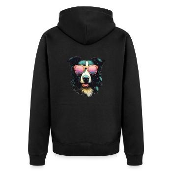Border Collie Cool - Border Collie Hund - Unisex Premium Bio Zip Hoodie - Schwarz - Hinten - Nico (187cm)