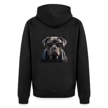 Cane Corso Cool - Cane Corso Hund - Unisex Premium Bio Zip Hoodie - Schwarz - Hinten - Nico (187cm)