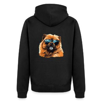 Chow Chow Cool - Chow Chow Hund - Unisex Premium Bio Zip Hoodie - Schwarz - Hinten - Nico (187cm)