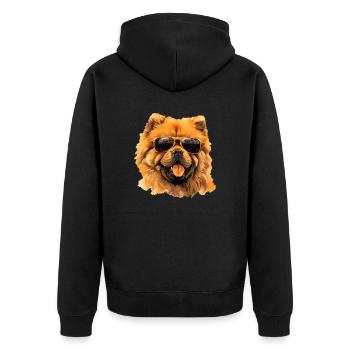 Chow Chow Cool - Chow Chow Hund - Unisex Premium Bio Zip Hoodie - Schwarz - Hinten - Nico (187cm)