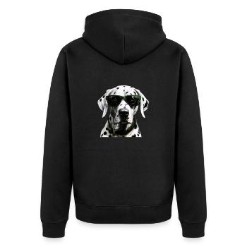Dalmatian Cool - Dalmatian Dog - Unisex Premium Organic Zip Hoodie - black - Back - Nico (187cm)