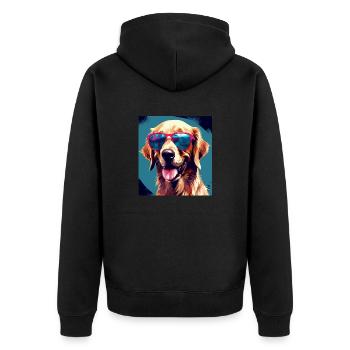 Golden Retriever Cool - Golden Retriever Hund - Unisex Premium Bio Zip Hoodie - Schwarz - Hinten - Nico (187cm)