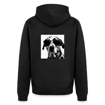 Dalmatian Cool - Dalmatian Dog - Unisex Premium Organic Zip Hoodie - black - Back - Nico (187cm)
