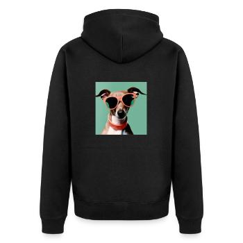Italian Greyhound Cool - Italian Greyhound Hund - Unisex Premium Bio Zip Hoodie - Schwarz - Hinten - Nico (187cm)