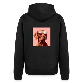 Vizsla Cool - Vizsla Hund - Unisex Premium Bio Zip Hoodie - Schwarz - Hinten - Nico (187cm)