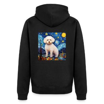 Bichon Frise Sternennacht - Unisex Premium Bio Zip Hoodie - Schwarz - Hinten - Nico (187cm)