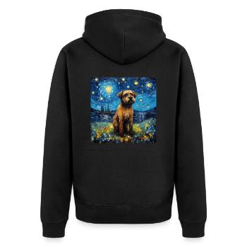Border Terrier Sternennacht - Unisex Premium Bio Zip Hoodie - Schwarz - Hinten - Nico (187cm)