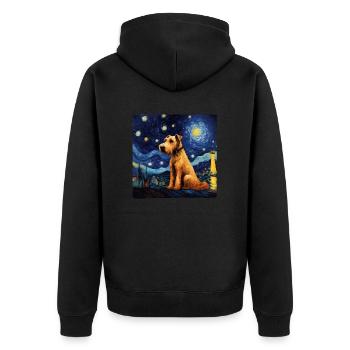 Airedale Terrier Sternennacht - Unisex Premium Bio Zip Hoodie - Schwarz - Hinten - Nico (187cm)