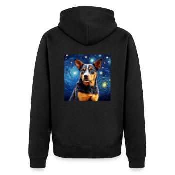 Cattle Dog Sternennacht - Unisex Premium Bio Zip Hoodie - Schwarz - Hinten - Nico (187cm)