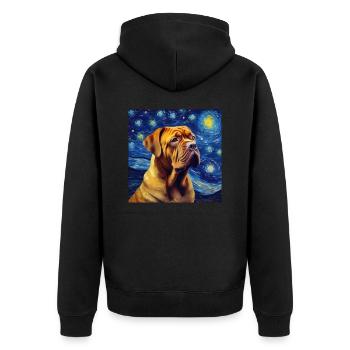 Bordeauxdogge Sternennacht - Unisex Premium Bio Zip Hoodie - Schwarz - Hinten - Nico (187cm)