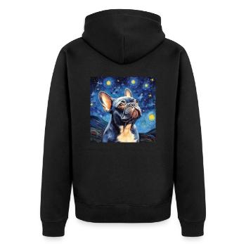 Bouledogue français Nuit étoilée - Veste à capuche bio Premium Unisexe - noir - Dos - Nico (187cm)