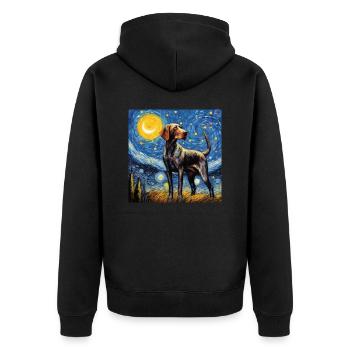 Deutsch Kurzhaar Sternennacht - Unisex Premium Bio Zip Hoodie - Schwarz - Hinten - Nico (187cm)