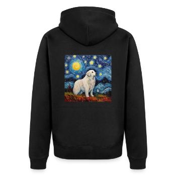 Pyrenean Mountain Dog Starry Night - Unisex Premium Organic Zip Hoodie - black - Back - Nico (187cm)
