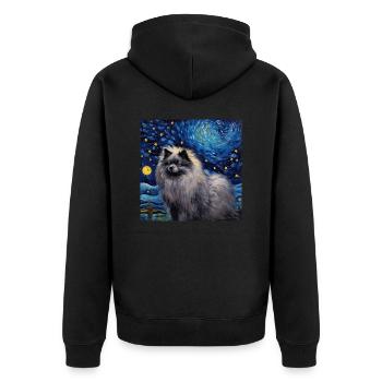Wolfsspitz Nuit étoilée - Veste à capuche bio Premium Unisexe - noir - Dos - Nico (187cm)