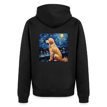 Golden Retriever Nuit étoilée - Veste à capuche bio Premium Unisexe - noir - Dos - Nico (187cm)