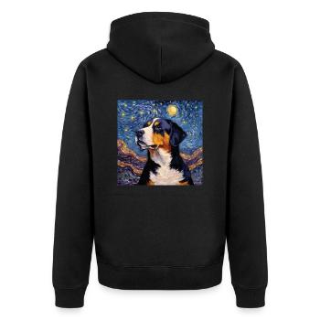 Grand Bouvier Suisse Nuit étoilée - Veste à capuche bio Premium Unisexe - noir - Dos - Nico (187cm)