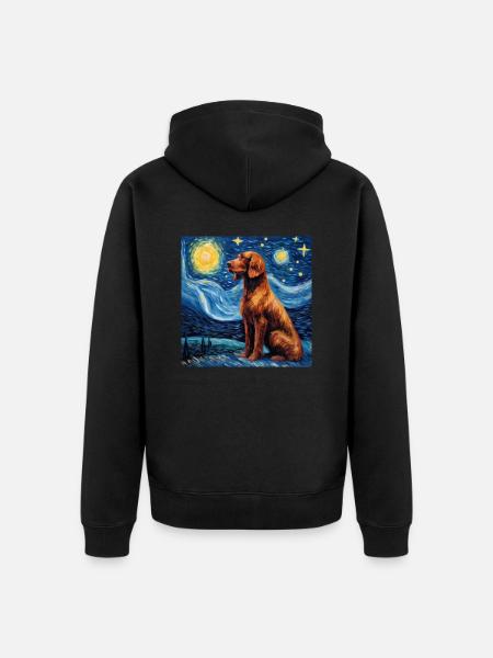 Irish Red Setter Starry Night - Unisex Premium Organic Zip Hoodie - black