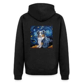 Australian Shepherd Starry Night - Unisex Premium Organic Zip Hoodie - black - Back - Nico (187cm)
