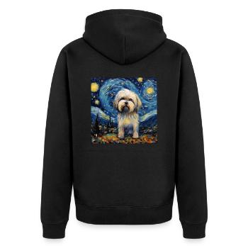 Lhasa Apso Sternennacht - Unisex Premium Bio Zip Hoodie - Schwarz - Hinten - Nico (187cm)