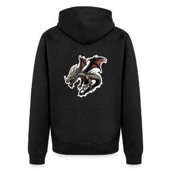 Drache / Tier / Feuer / Fabelwesen / Märchen - Unisex Premium Bio Zip Hoodie - Schwarz - Hinten - Nico (187cm)