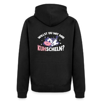 Kuh Bauernhof Kuhbauer Landwirt Rind Kühe - Unisex Premium Bio Zip Hoodie - Schwarz - Hinten - Nico (187cm)