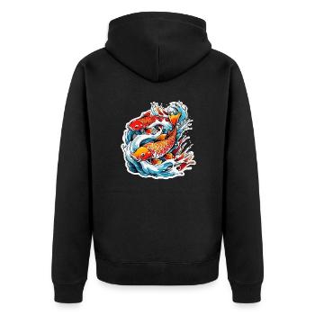 Koi Carpe / Poisson / Japonais / Étang / Eau - Veste à capuche bio Premium Unisexe - noir - Dos - Nico (187cm)