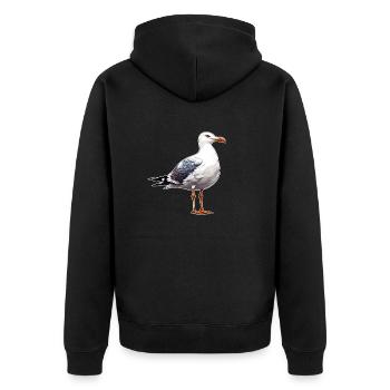 Mouette / Animal / Port / Oiseau / Mer / Eau - Veste à capuche bio Premium Unisexe - noir - Dos - Nico (187cm)